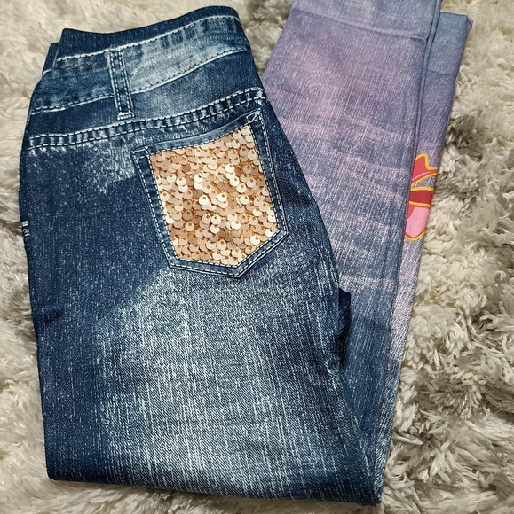 emoji Girls Colorful Fake Jeans - Picture 6 of 12